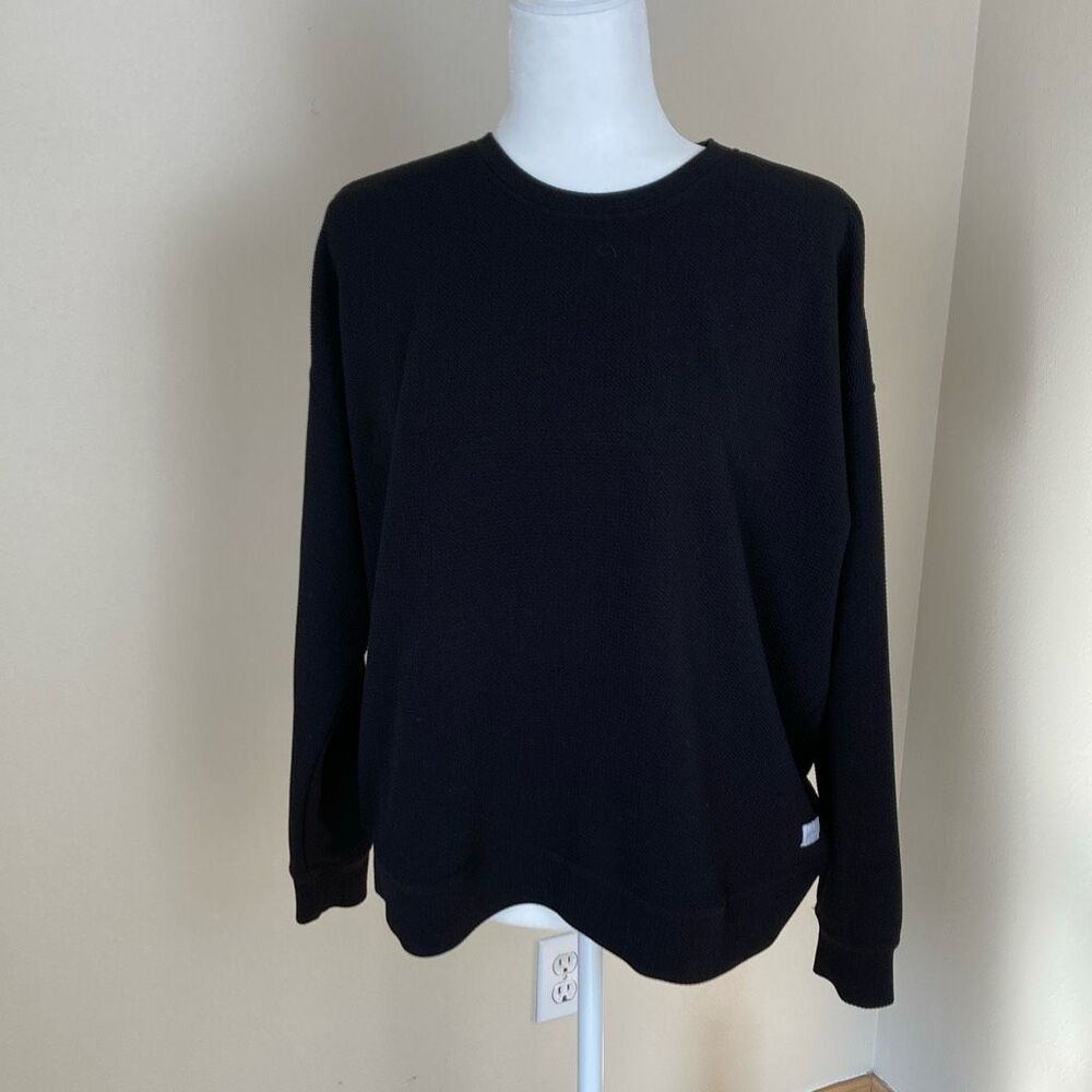 Soybu Womens Black Textured Crewneck Sweatshirt‎ Relaxed Fit DS9634 XL